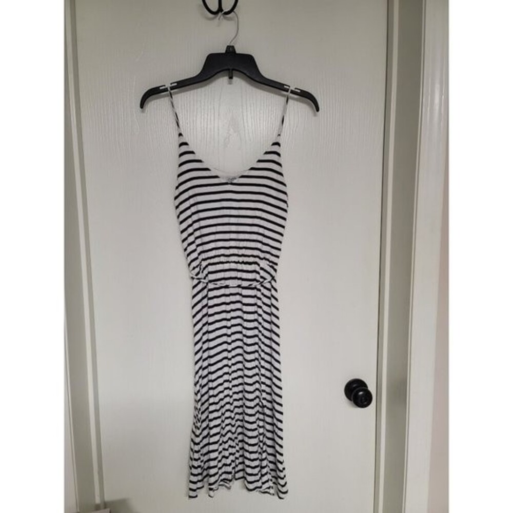 womens white and black long striped Charlotte Russe dress - size S